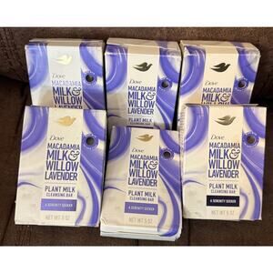 Lot (6) Dove Plant Milk Macadamia Milk & Willow Lavender Cleansing Bar Soap 5 oz